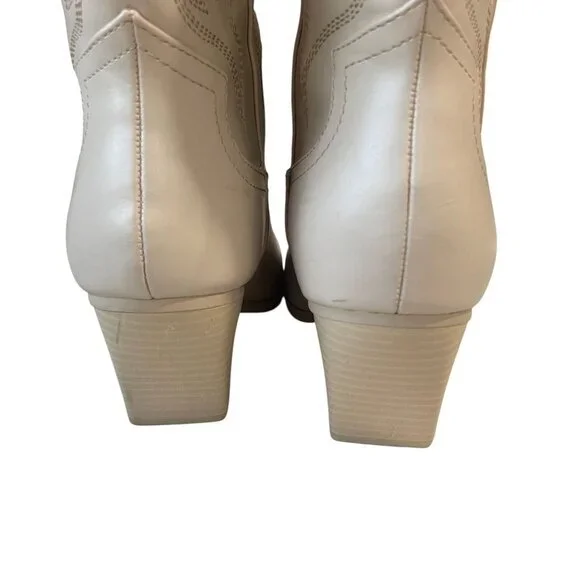 Soda White Western Cowboy Boots Womens Size 8 Pointed‎ Toe Block Heel Y2K Rodeo - Picture 7 of 10